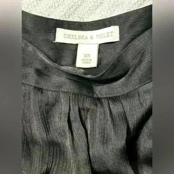 Chelsea & Violet Midi Ruffle Tiered Black Side Zip Flowy Skirt in Black XS - Picture 3 of 7